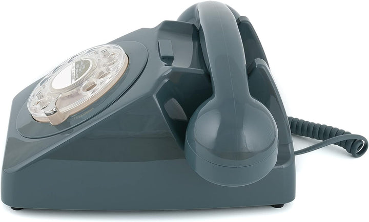 GPO 746ROTARYGRY Retro Telefon mit Wählscheibe im 70er Jahre Design Grau, Grau