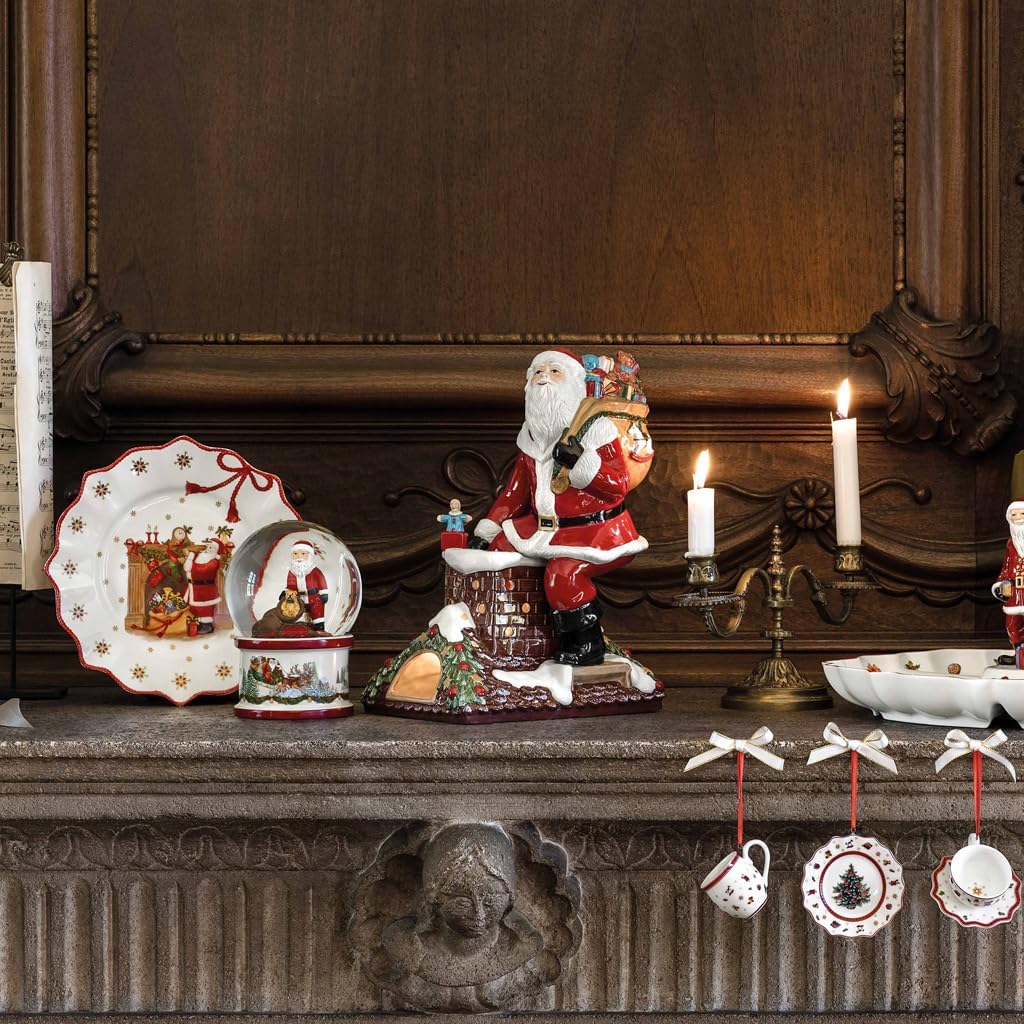 Villeroy und Boch Christmas Toys Memory Santa auf Dach, dekorative Weihnachtsmann-Figur aus Hartporz