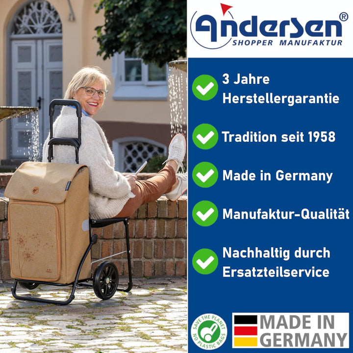 Andersen Einkaufstrolley - klappbar - 61 Liter - mit Klappsitz bis 120 kg - mit Kühlfach - belastbar
