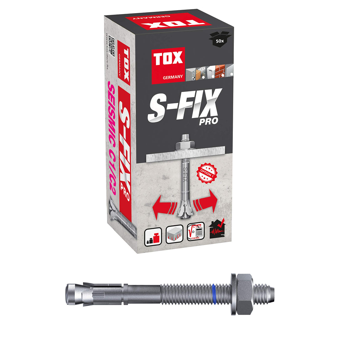 TOX 4010211 Bolzenanker S-Fix Pro M8 x 95/29 mm, 50 Stück, 04010211, Verzinkt M8 x 95/29 mm Für geri