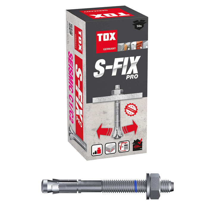 TOX 4010211 Bolzenanker S-Fix Pro M8 x 95/29 mm, 50 Stück, 04010211, Verzinkt M8 x 95/29 mm Für geri