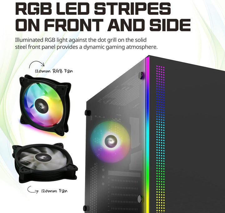 Zalman S5 RGB ATX Gehäuse mit verglasten Paneelen, Schwarz, Schwarz