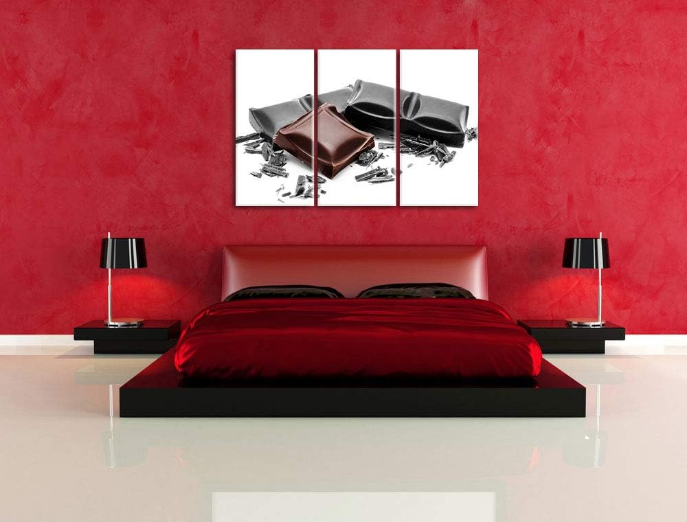 leckere Tafel Schokolade schwarz/weiss 3-Teiler Leinwandbild 120x80 Bild auf Leinwand, XXL riesige B