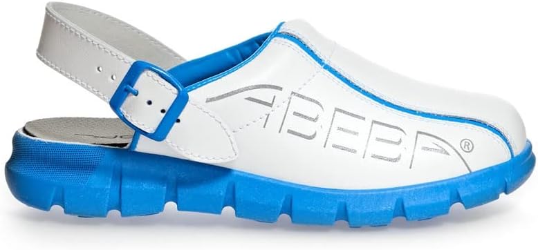 Abeba Berufsschuh-Clog 7312 Dynamic Pantoffeln, 7312-35 weiss blau mit aufdruck 35 EU, 35 EU