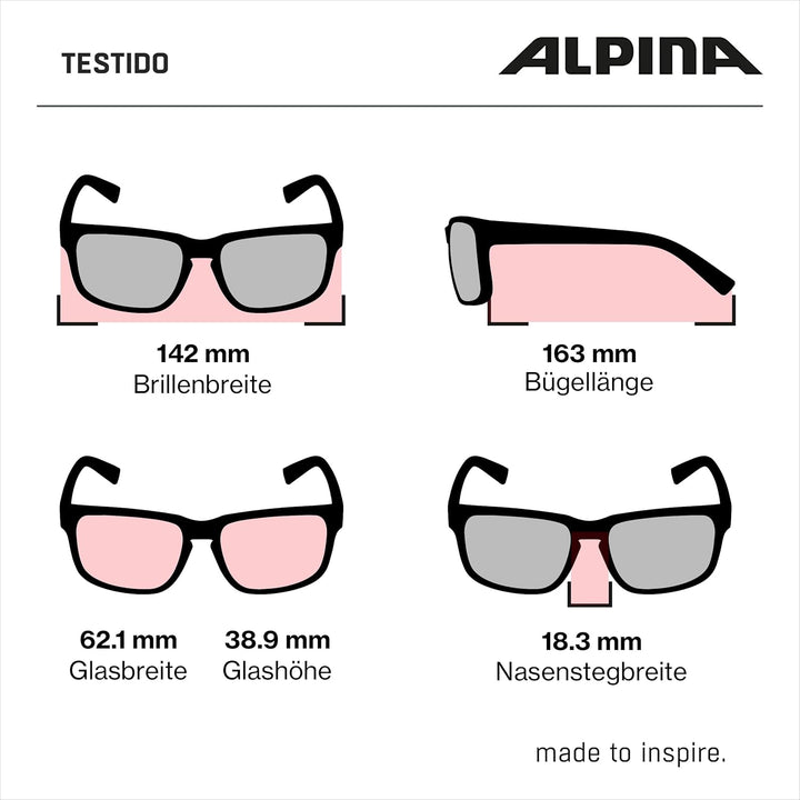 ALPINA TESTIDO - Verspiegelte und Bruchsichere Sport- & Fahrradbrille Mit 100% UV-Schutz Für Erwachs