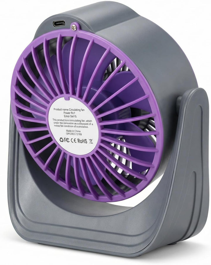 Tischventilator, Camping Ventilator, Tragbarer Turbo-Ventilator mit Lampe & Display, 100 Stufen Stuf