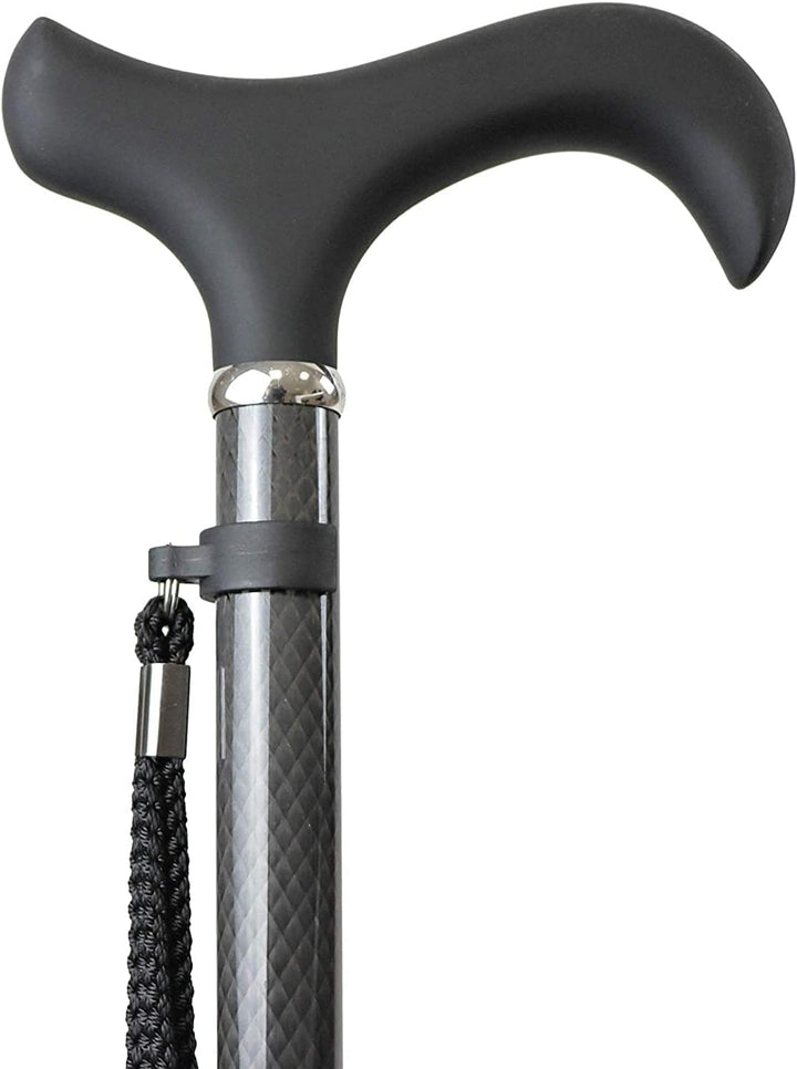 KMINA PRO - Gehstock Klappbar Carbon, Damen Höhenverstellbar, Elegant, Spazierstock Herren Schwarz,
