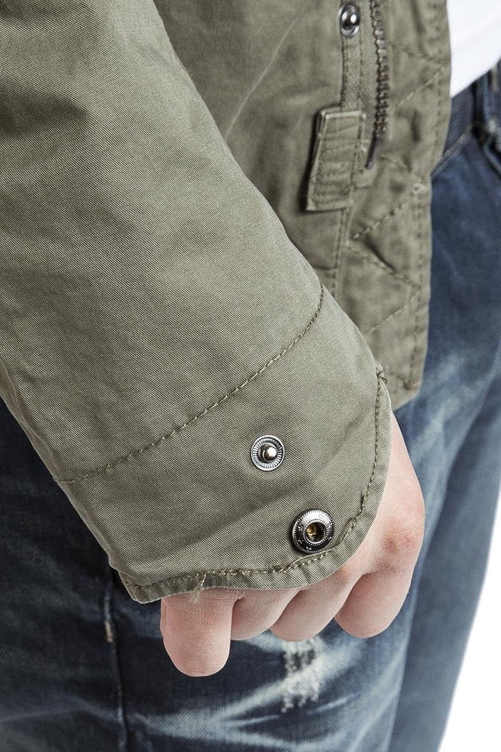 Brandit Winter-Jacket - Stylische Jacke für Herren mit versteckter Kapuze, Stehkragen und Baumwollfu