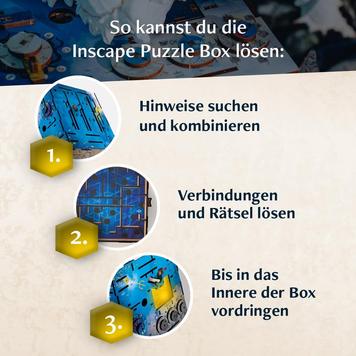 INSCAPE Atlantis Labyrinth - Cluebox - Rätselbox Holz - Puzzle Box - Escape Room Spiel Erwachsene un