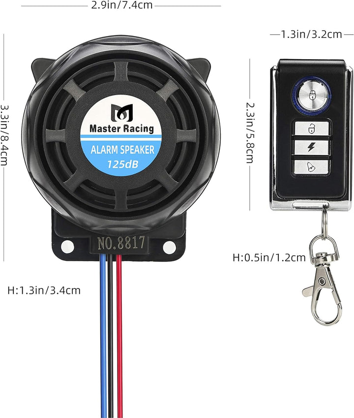 Rupse Motorrad Alarmanlage, Alarm mit 2 Fernbedienung Wasserdicht Diebstahlsicherung Einstellbare Em