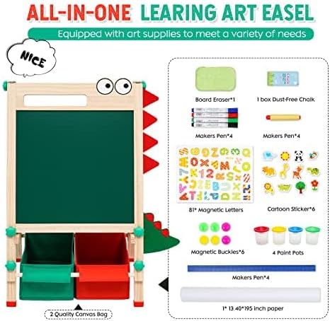 Kinder Staffelei mit Papierrolle Malen Doppelseitiges Whiteboard und Kreidetafel, Tafel Kinder mit Z
