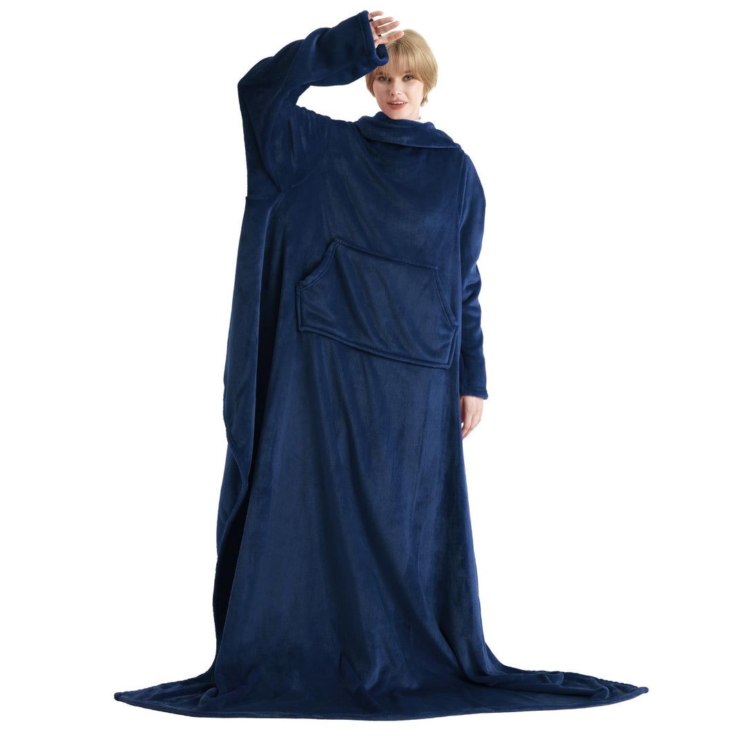 BEDSURE Decke mit Ärmeln als Geschenke für Frauen - Kuscheldecke mit Ärmeln Blau Erwachsene Ärmeldec