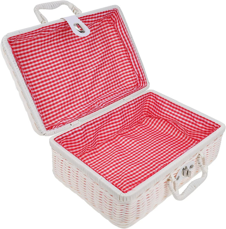 Alipis Kinder Aktenkoffer Koffer Rattan Wicker Aufbewahrungskoffer Imitierte Rattan- Aufbewahrungsbo