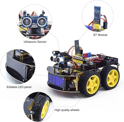 KEYESTUDIO 4WD Programmable Smart Car Robot Starter Learning DIY Kit for Arduino Electronics Program