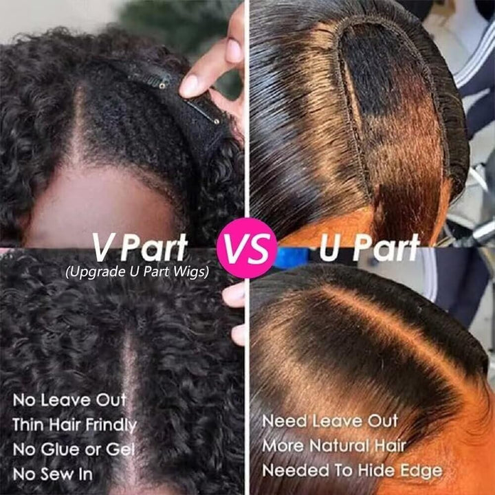 Echthaar Perücke 180% Density Real Hair Wig Human Hair Wigs For Women V Part Real Lockiges Menschlic