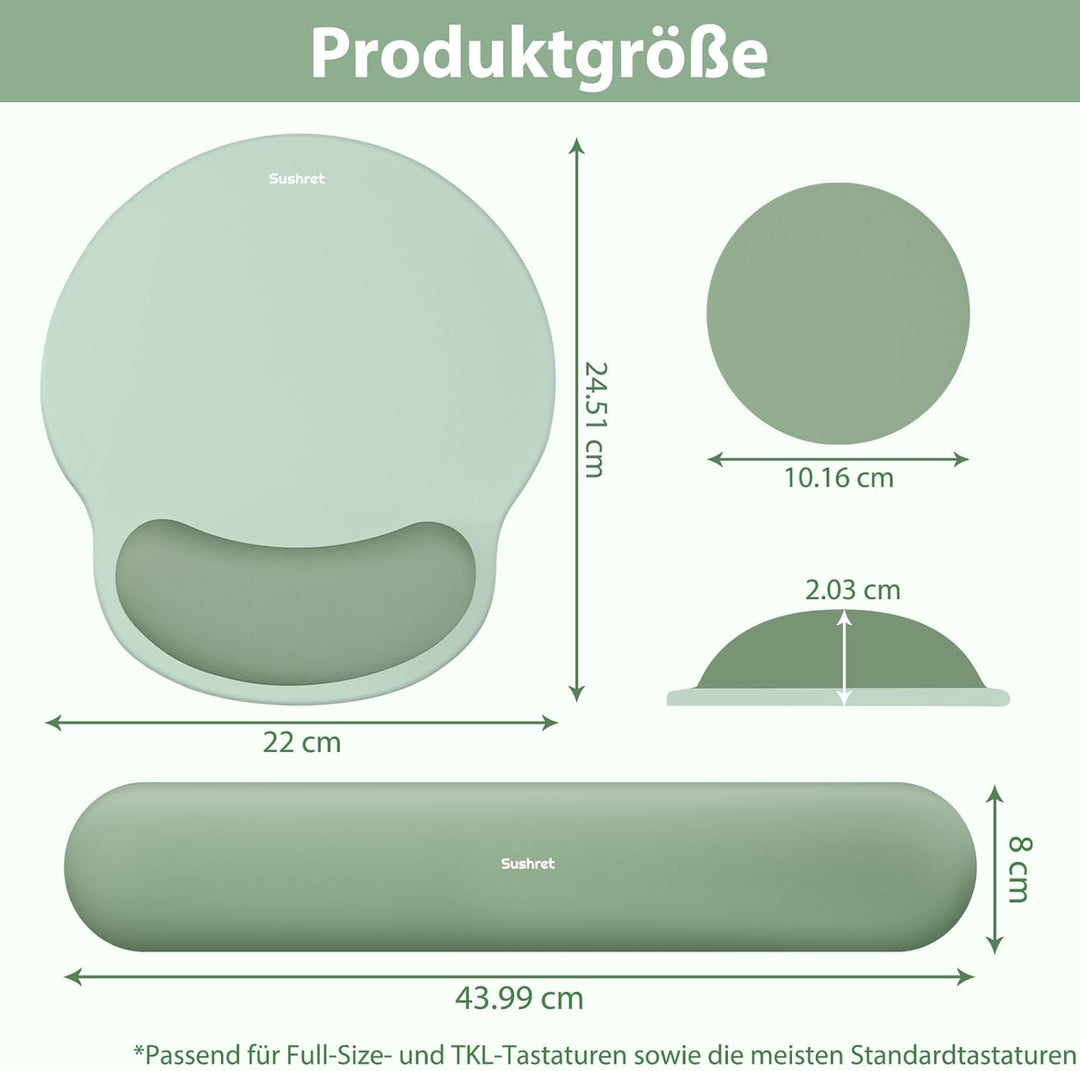 Mauspad & Tastatur Handballenauflage, 3-in-1 Ergonomisches Gel Memory Foam Mauspad mit Handgelenkstü