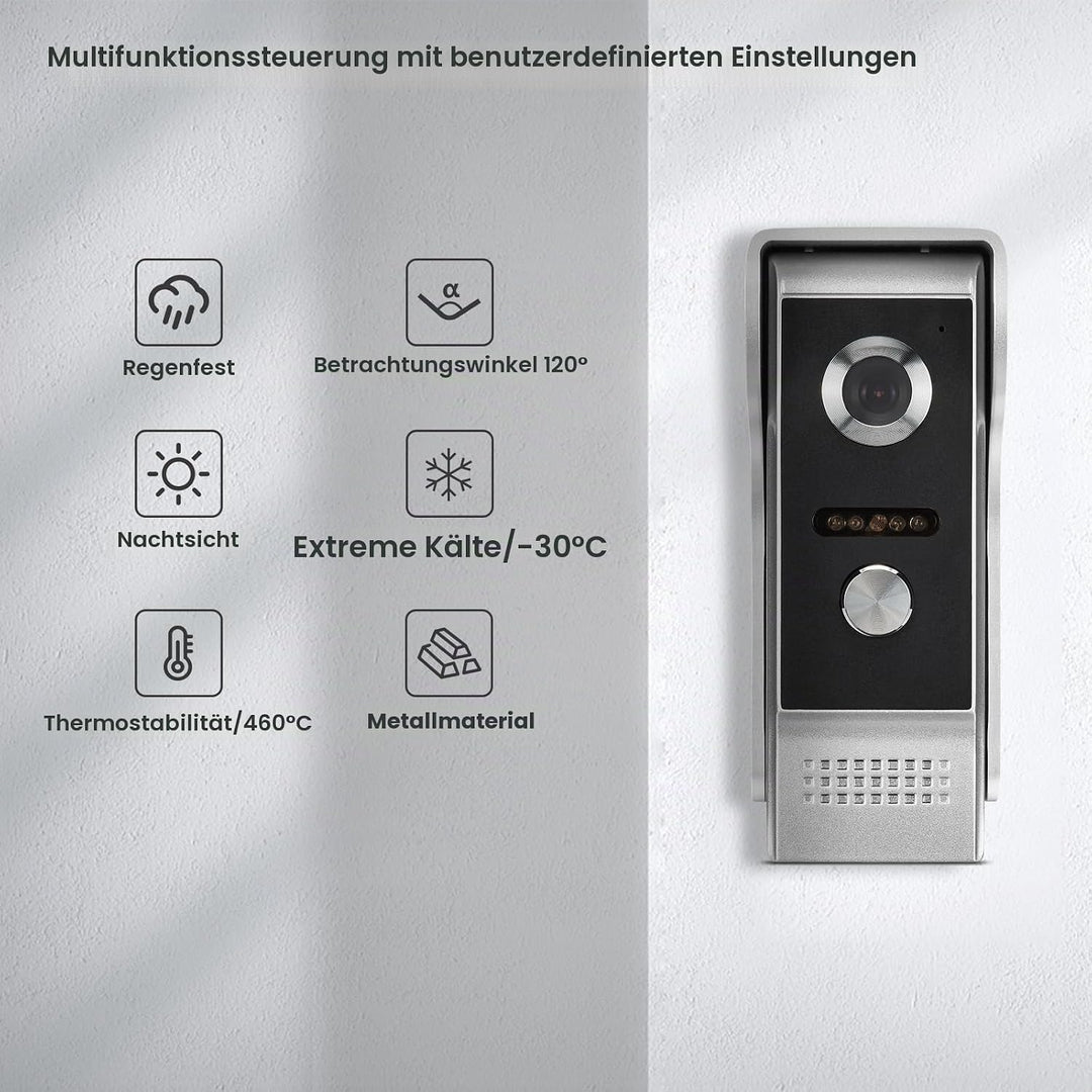 10“ kabelgebundenes Video-Türklingelsystem mit IR-Nachtsicht, Zwei-Wege-Sprechanlage, Fernentriegelu