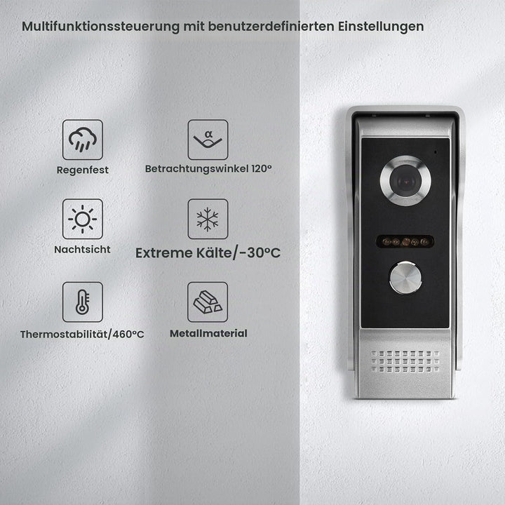 10“ kabelgebundenes Video-Türklingelsystem mit IR-Nachtsicht, Zwei-Wege-Sprechanlage, Fernentriegelu