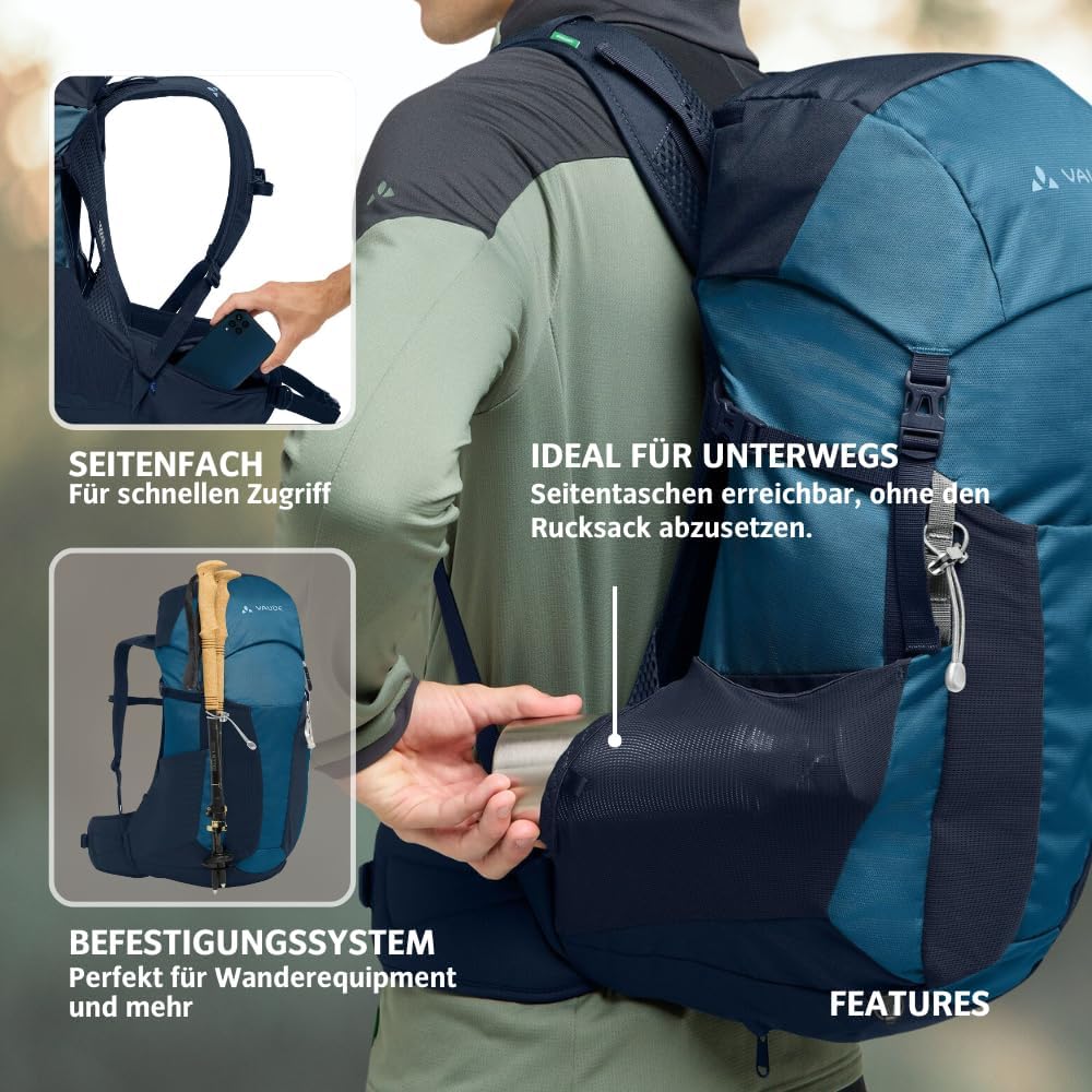 VAUDE Brenta 24 Wanderrucksack 24L mit ergonomischem Tragesystem, atmungsaktiver Rückwand, Trinksyst