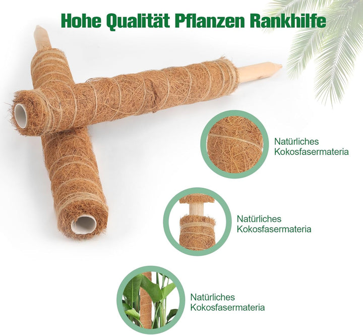 4 Stück Moosstab für Monstera, 40cm Monstera Rankhilfe mit Pflanzen Zubehör, VerläNgerbar Up To160cm