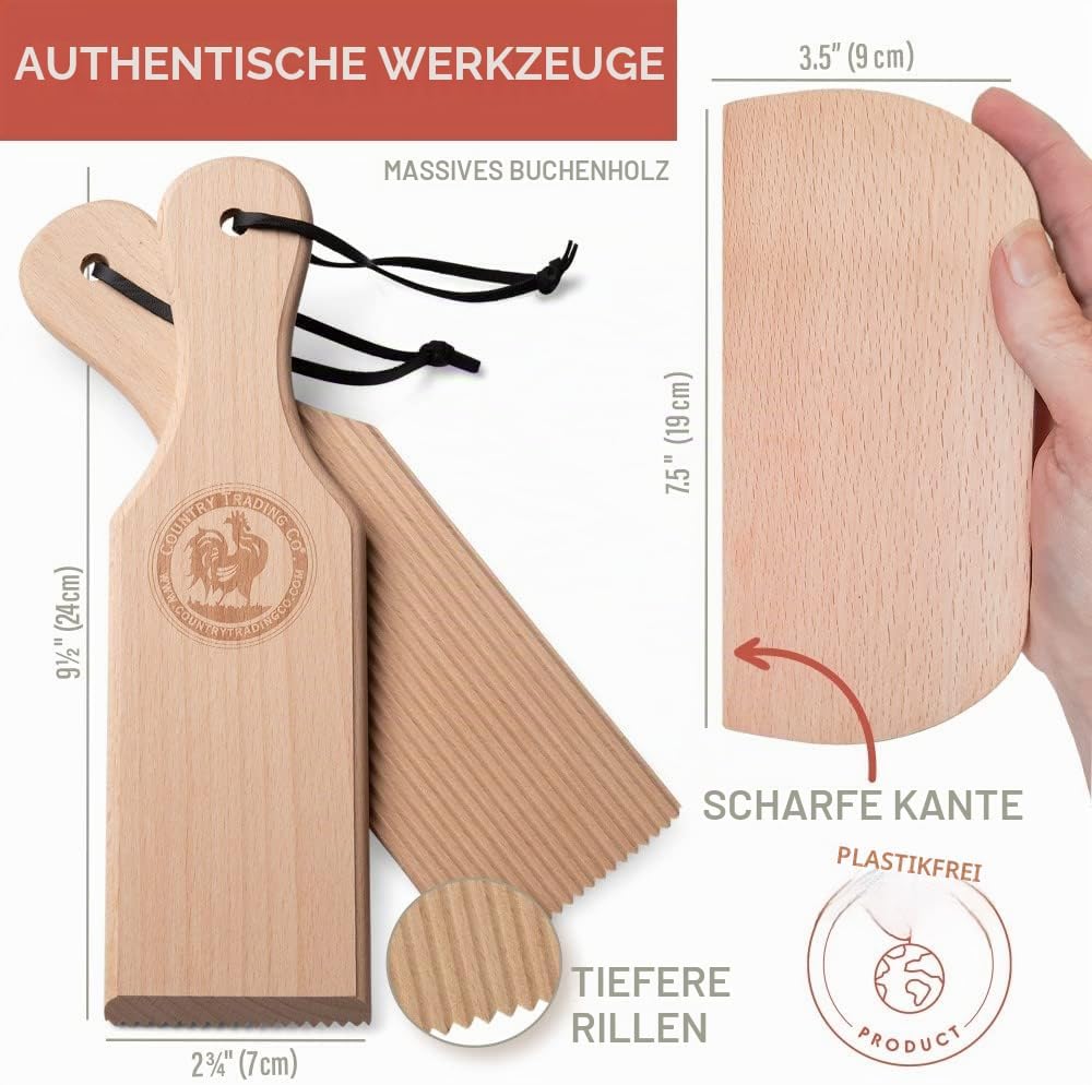 Gnocchi-Brett und Butterpaddel-Set mit Rezeptbuch | Pastamaker Geschenk für Köche | Seien Sie ein Ex