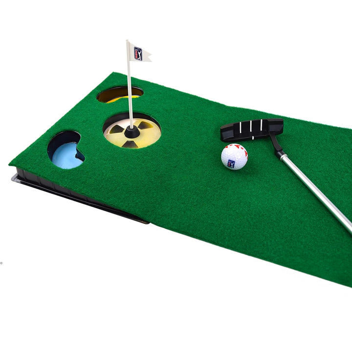 PGA Tour Putting-Matte mit zusammenklappbarem Putter und Ausrichtungsführung, 1,8 m Einzelbett Einze