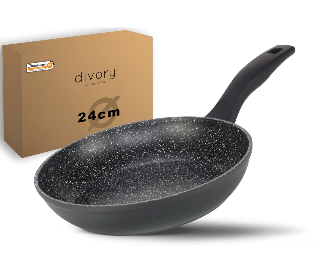 DIVORY Bratpfanne 24cm Induktion – Antihaft Beschichtete grosse Universalpfanne für alle Herdarten -