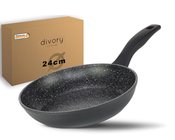 DIVORY Bratpfanne 24cm Induktion – Antihaft Beschichtete grosse Universalpfanne für alle Herdarten -