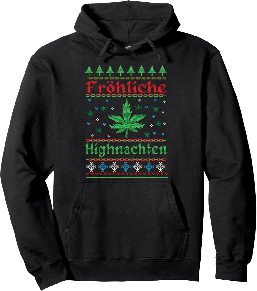 Frohe Highnachten Weihnachtsmann Weihnachten Weihnachts Pullover Hoodie