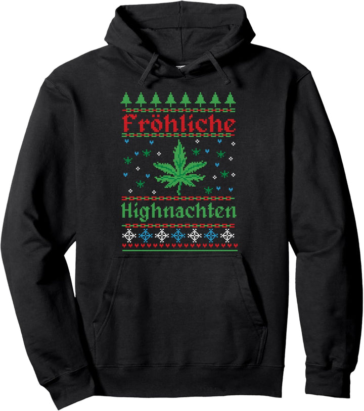 Frohe Highnachten Weihnachtsmann Weihnachten Weihnachts Pullover Hoodie