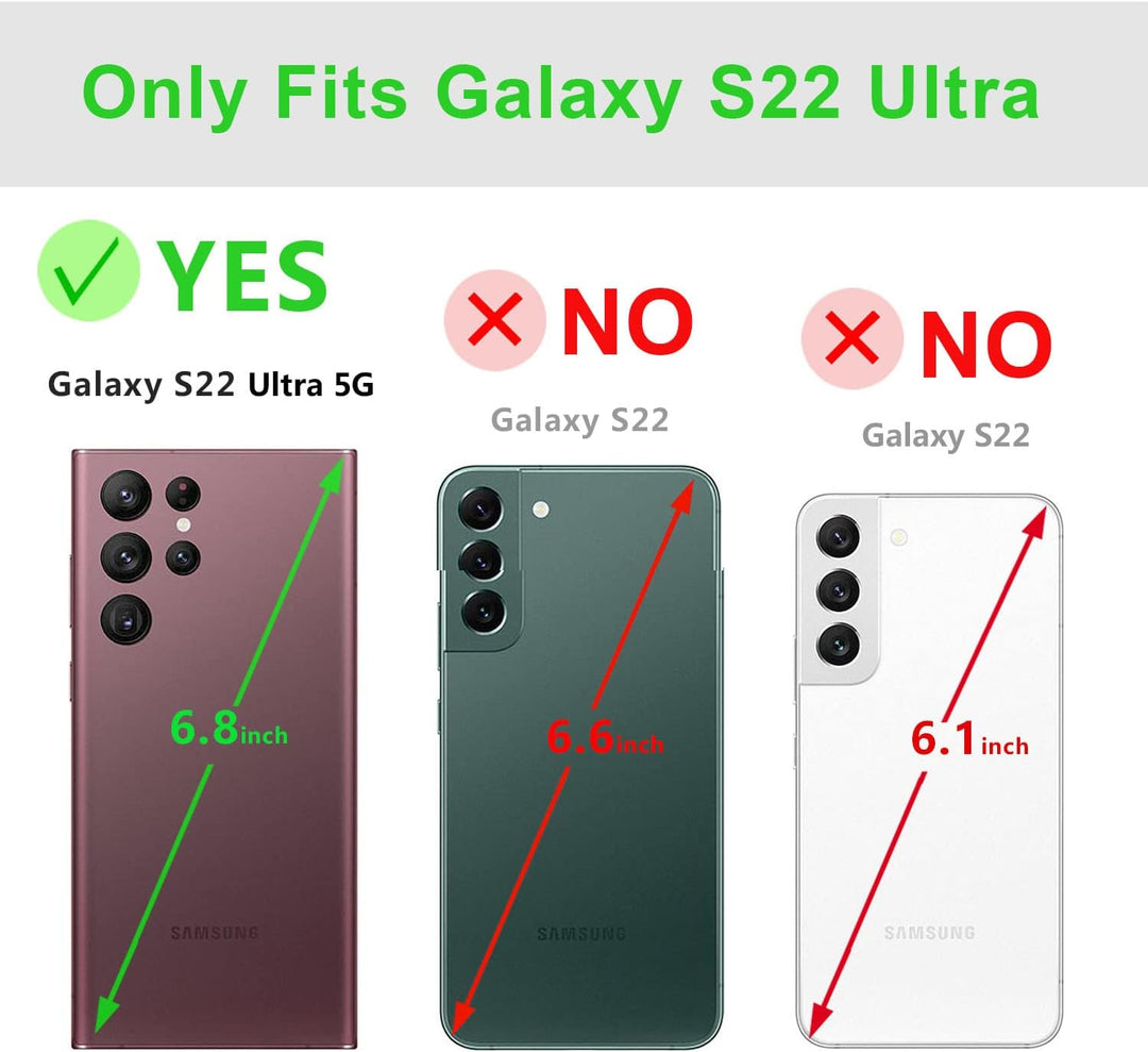 LENSUN Echtleder Hülle für Samsung Galaxy S22 Ultra, Handyhülle [Echtes Leder][Kartenfach][RFID Schu