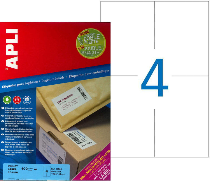APLI 011785 400 Etiketten extrastark, 105 mm x 148 mm, weiss
