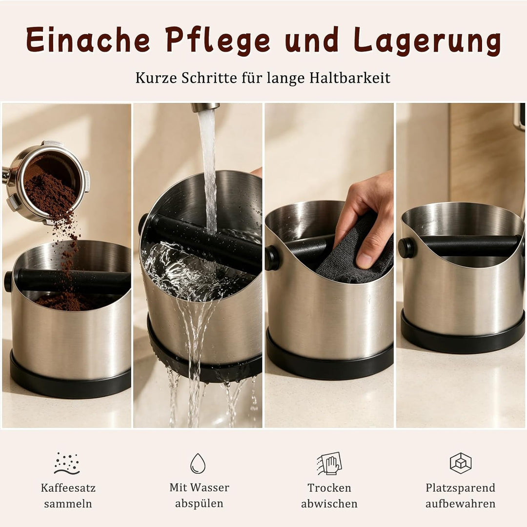 Abklopfbehälter für Siebträger, 700 ml Espresso Abklopfbehälter