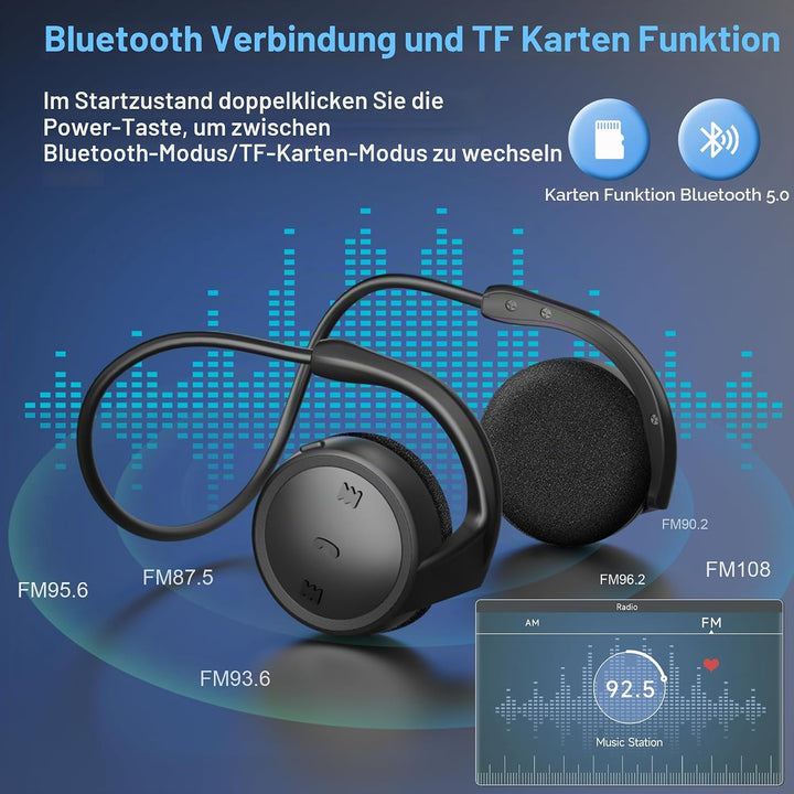 Kabellose Kopfhörer Bluetooth 5.0-Kopfhörer Sport mit Sprachanruf/HiFi Stereo Mikrofon, Headset Blue