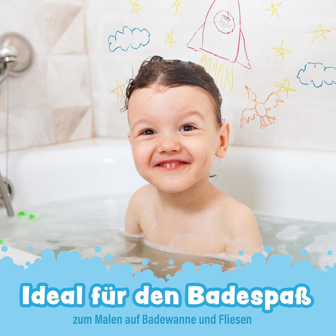Tub Works® Gross Badestifte Badespielzeug,7 Stifte | Ungiftige, abwaschbare Badewannenstifte für Kle