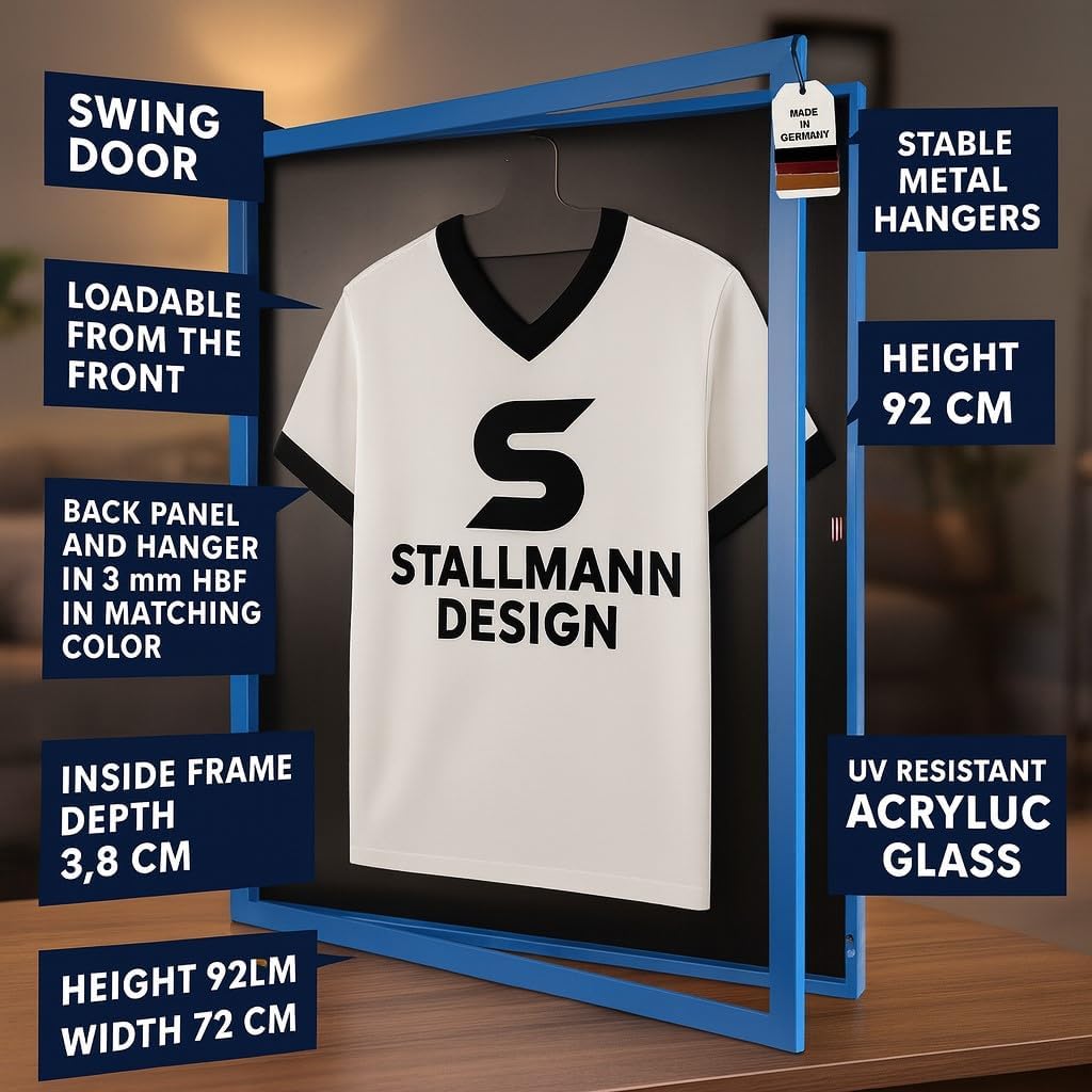 Trikotrahmen mit Drehtür – 'Blau' - Rückwand Schwarz | Grösse: 90x70cm - von vorne bestückbar - stab