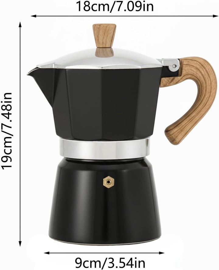 Espressokanne（300ml）Aluminium Mokkakanne，Espresso Kaffeekanne zur Zubereitung von Italienischen Espr