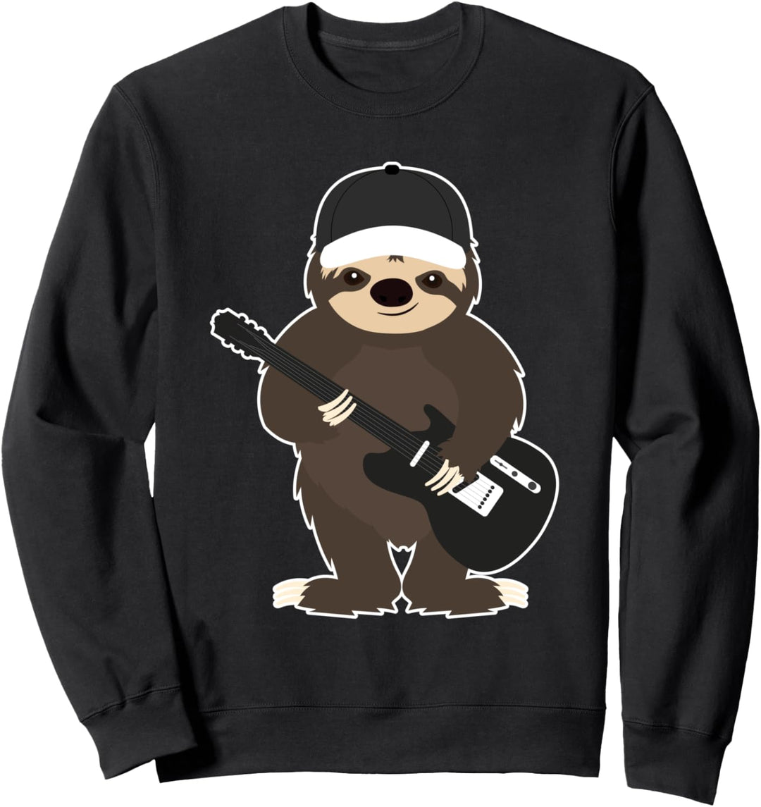 Lustiges Faultier T-Shirt Gitarre Musik Cool Tierspass Band Sweatshirt