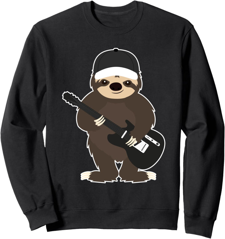 Lustiges Faultier T-Shirt Gitarre Musik Cool Tierspass Band Sweatshirt