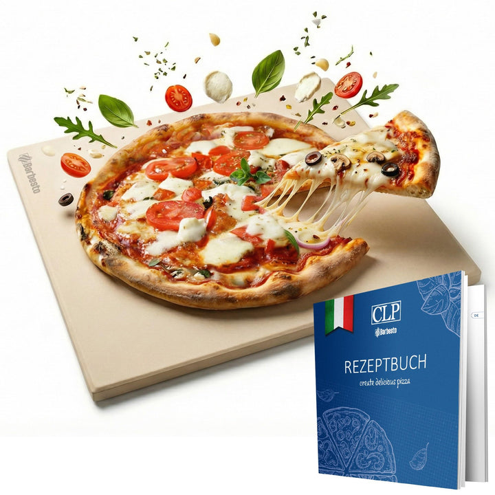 CLP Pizzastein für Backofen und Grill 38x30 cm, Backstein aus Premium Cordierit bruchsicher extrem h