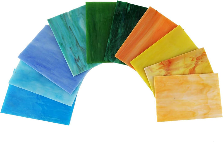 Lanyani (10 Blatt) Vielzahl Buntglas-Blätter, 10,2 x 15,2 cm grosse Kathedrale Glasmosaikfliesen zum