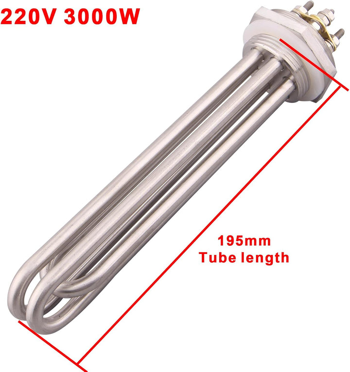 DERNORD 1-1/4 Zoll Heizelement 3U Typ Elektrischer Brühwassererhitzer BSP Gewinde Edelstahlflansch (
