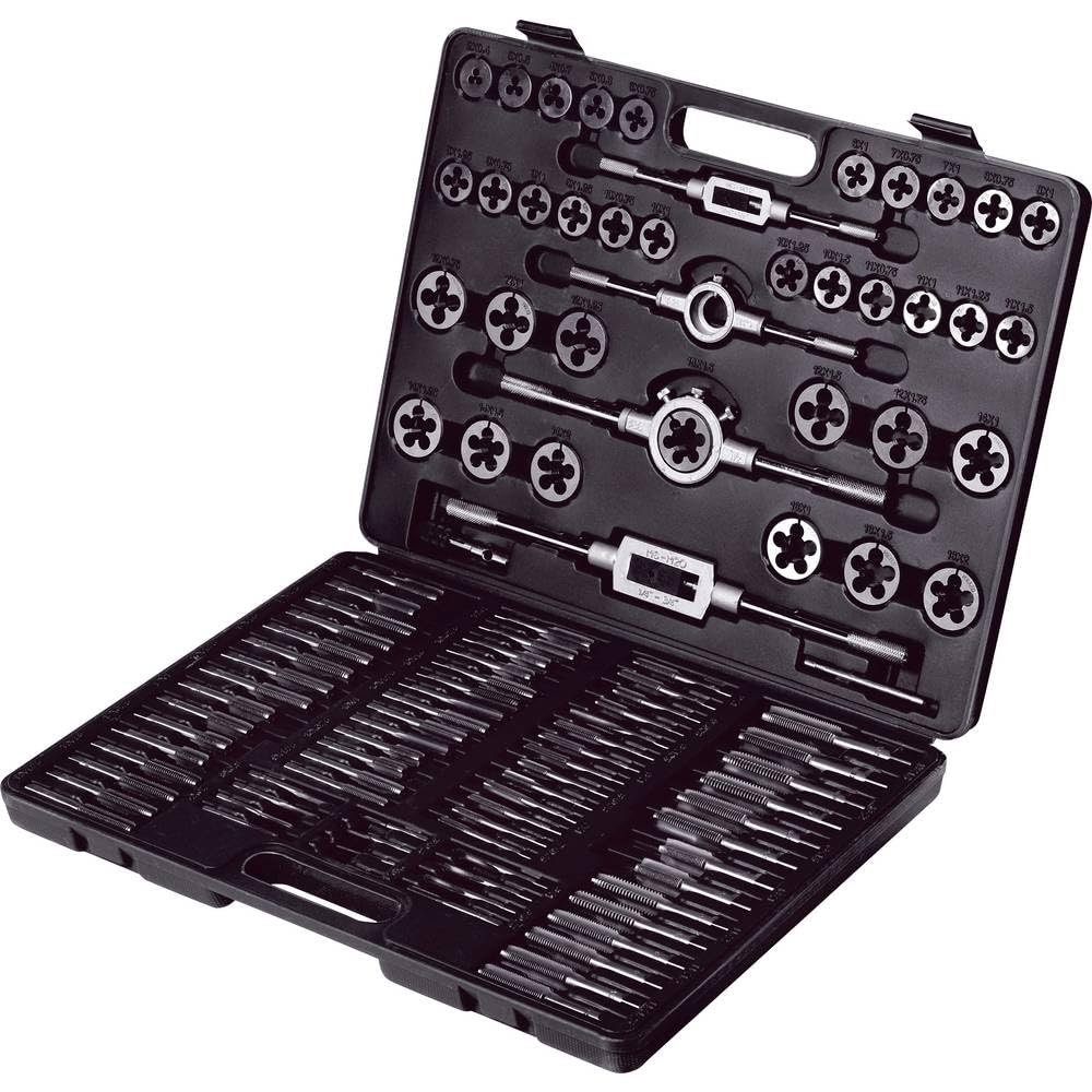 TOOLCRAFT TO-9913164 gehärteter legierter Stahl, Wolframstahl Gewindebohrer- und Schneideisensatz DI