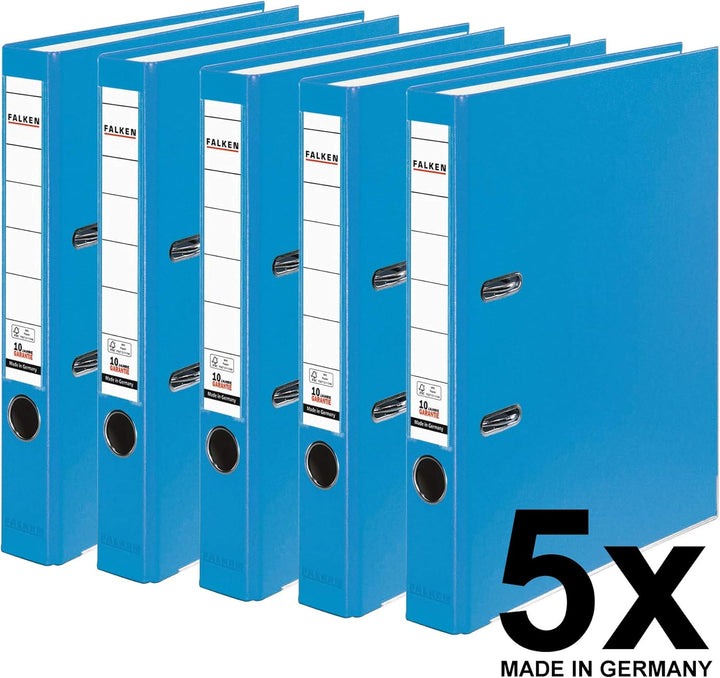 Original Falken 5er Pack PP-Color Kunststoff-Ordner. Made in Germany. 5 cm schmal DIN A4 Pastell-Far