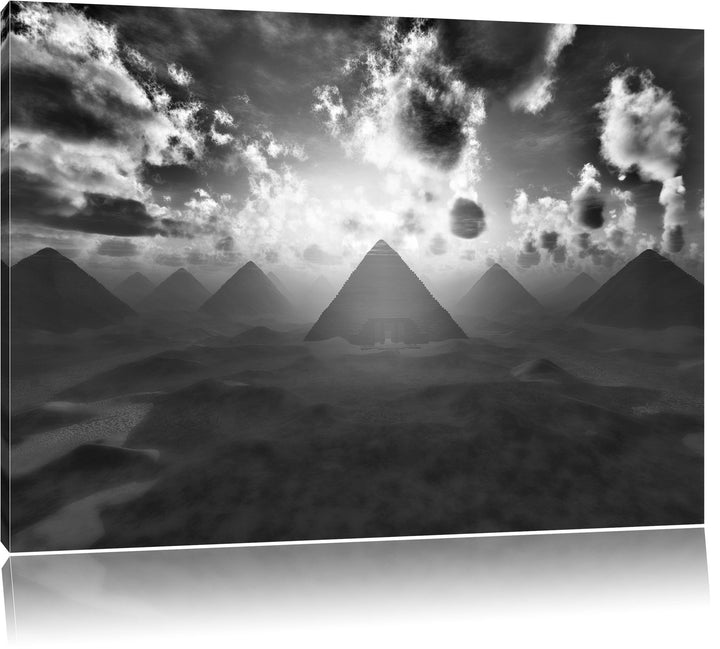 Pixxprint Pyramiden beim Sonnenuntergang als Leinwandbild/Grösse: 100x70 / Wandbild/Kunstdruck/ferti