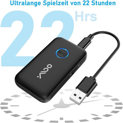 YMOO Bluetooth 5.3 Adapter für Bluetooth-Kopfhörer/Lautsprecher/Flugzeuge,Dual-Link Aptx Low Latency