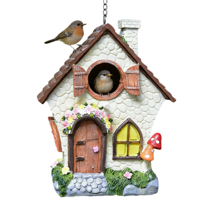Vogelhaus für den Aussenbereich, Winddicht, Kunstharz, mit Kette, wasserdicht, handbemalt, dekorativ