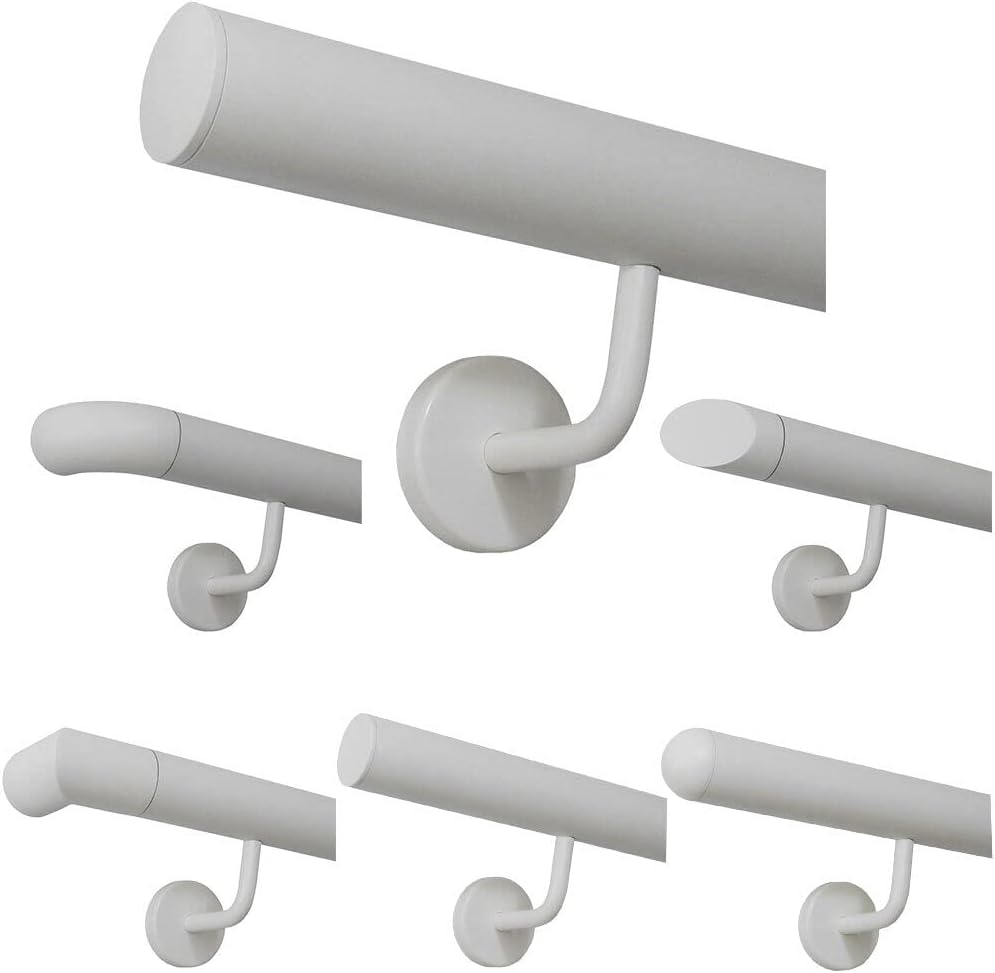 TIBU Handlauf Edelstahl weiss pulverbeschichtet 42,4 mm Geländer innen aussen wetterfest, Länge 160