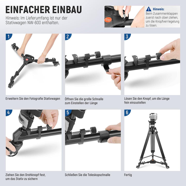 Neewer Fotografie Professionell Schwerlast-Stativ Dolly mit Gummi-Räder und verstellbaren Beinbefest
