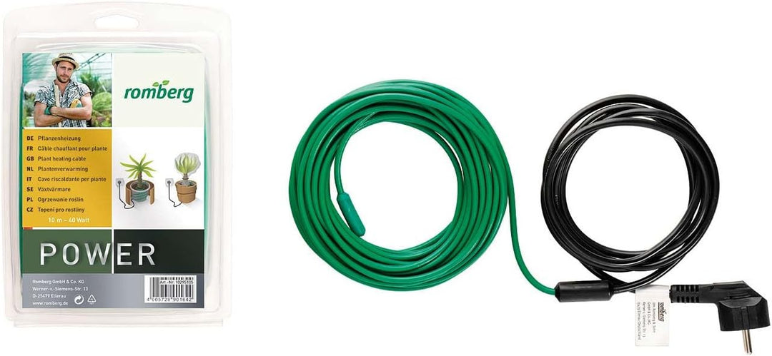 Romberg Pflanzenheizung Heizkabel L 10 m (8 m heizbar), 40 W, Winterschutz für Kübelpflanzen, Wurzel